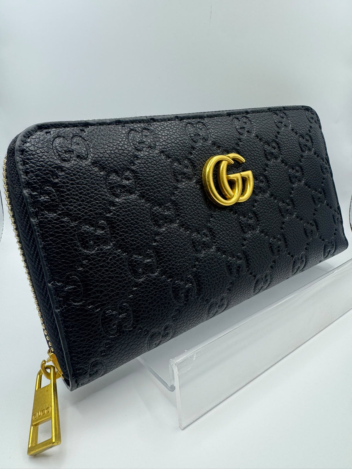 All Black Quilted Gold G Full Size Purse