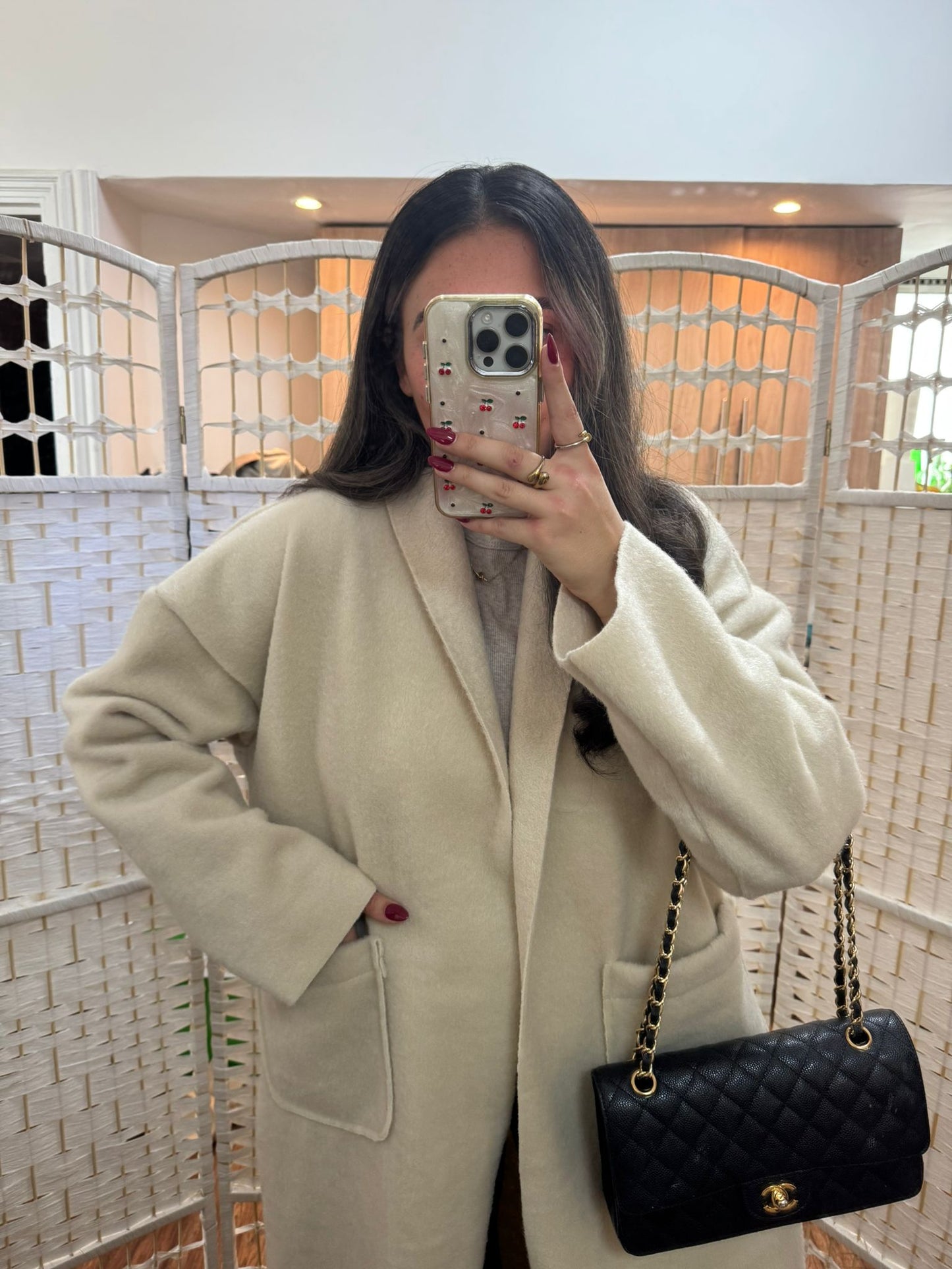 Olivia Wool Maxi Length Duster Jacket Cream