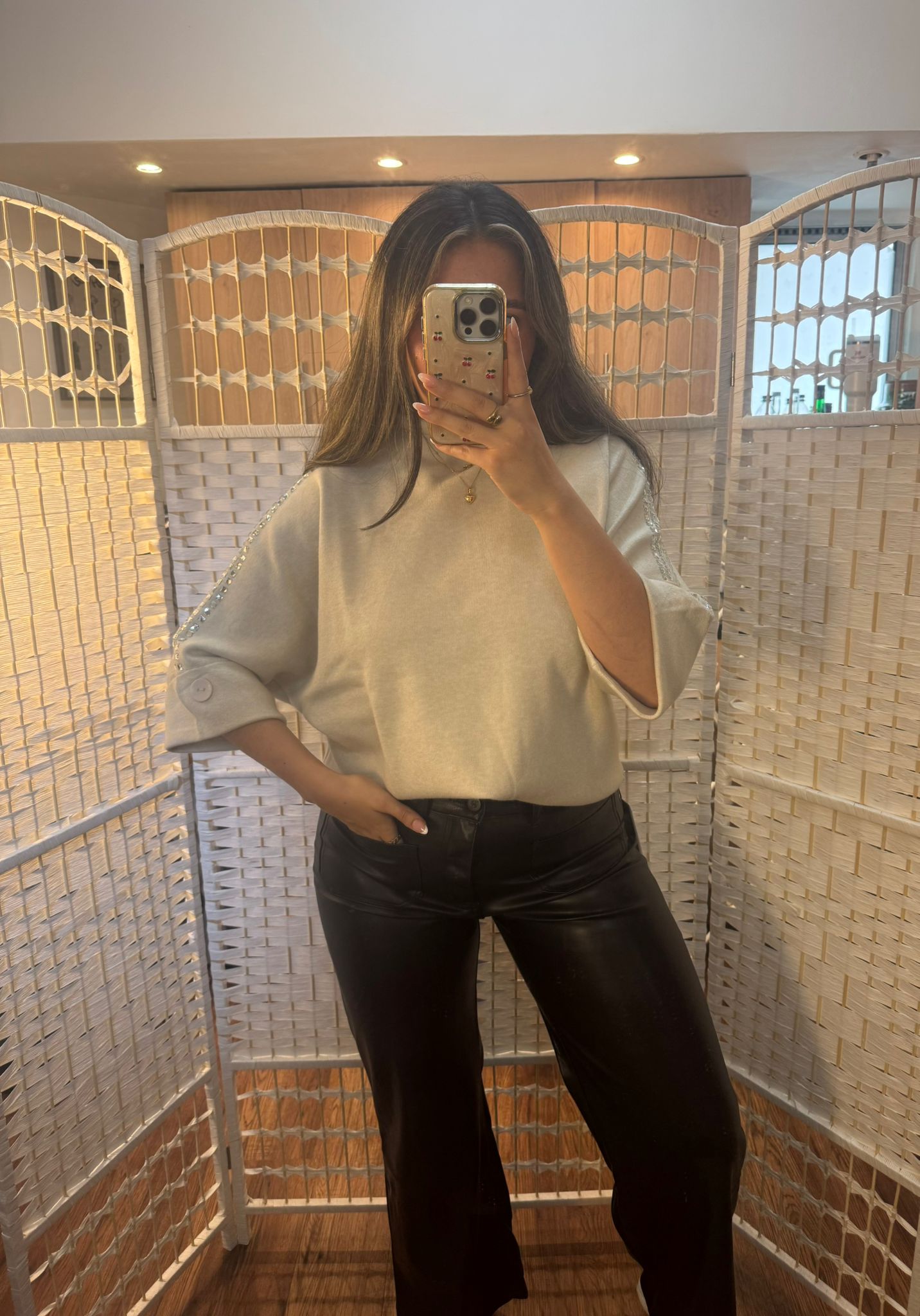 LUCY Faux Leather Wide Leg Trousers with Front Pockets