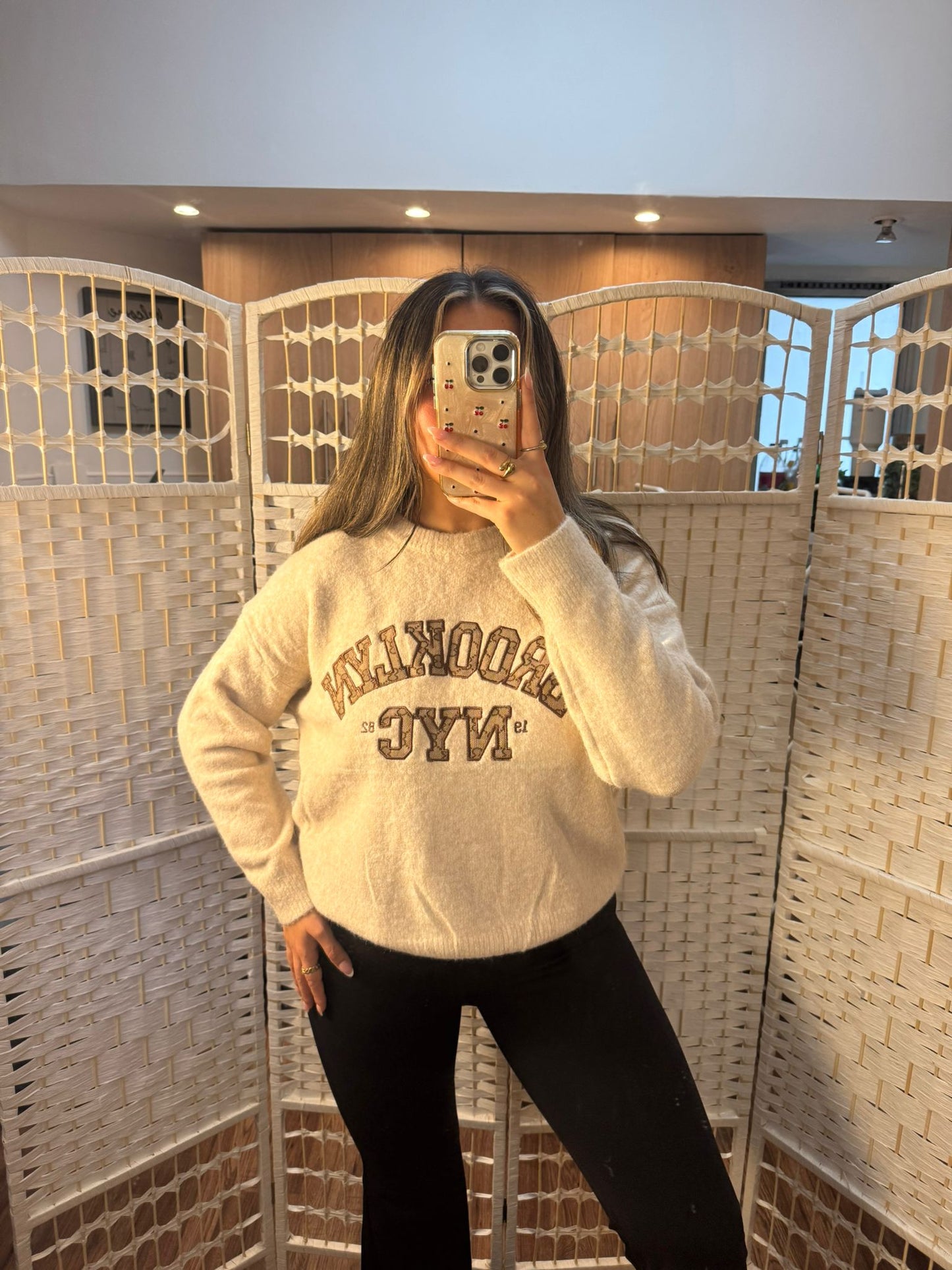 BROOKLYN Soft Knit Beige & Brown Jumper