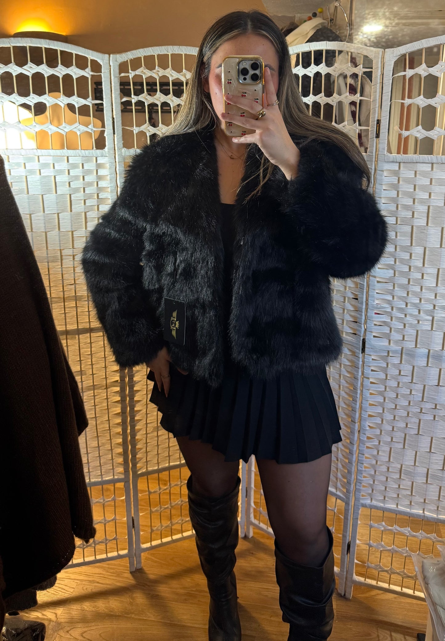 TARA Faux Fur Coat Black