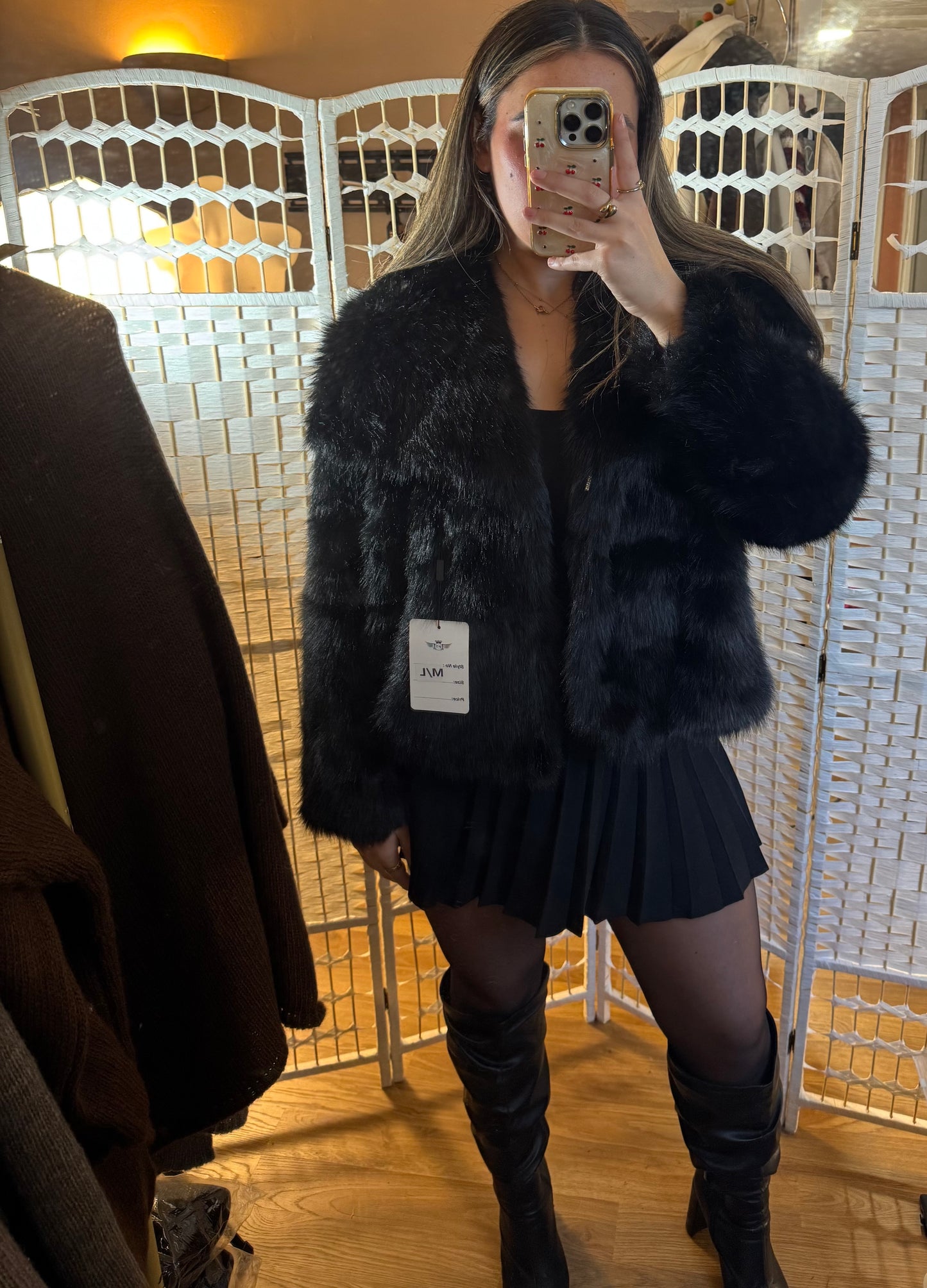 TARA Faux Fur Coat Black