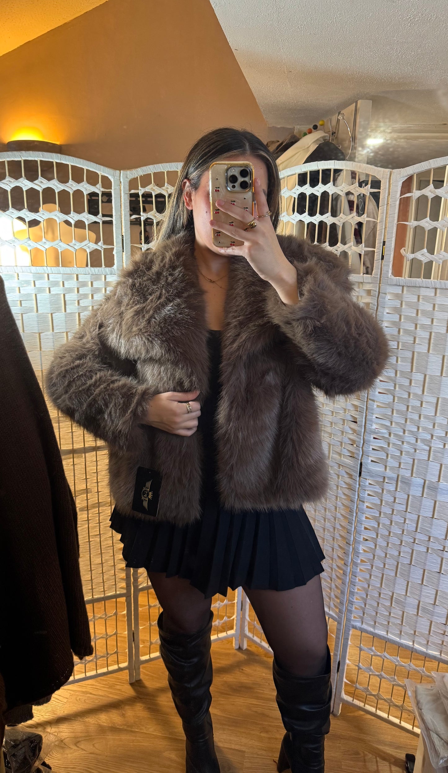 TARA Faux Fur Coat Mocha