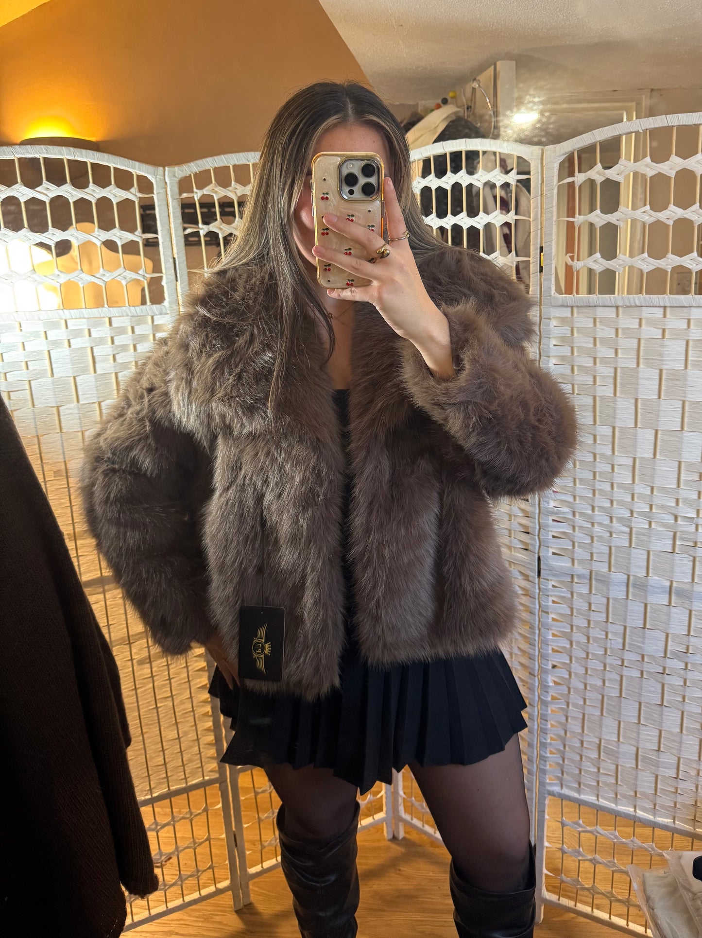 TARA Faux Fur Coat Mocha
