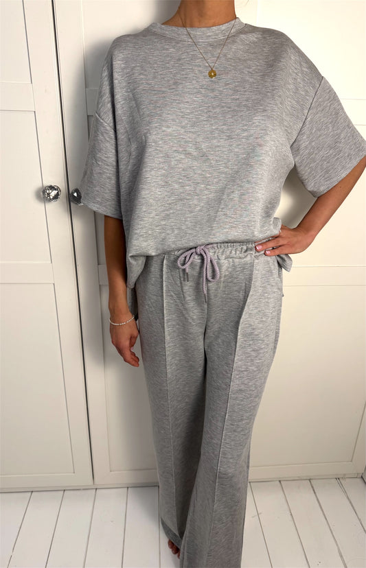 IVY Two Piece Jogger Set Front Seam Wide Leg & Top Grey
