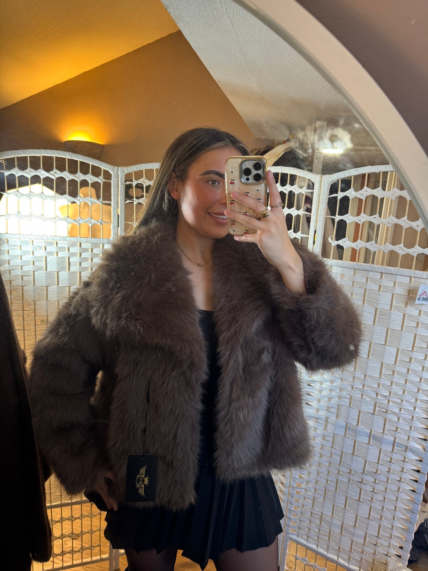 TARA Faux Fur Coat Mocha