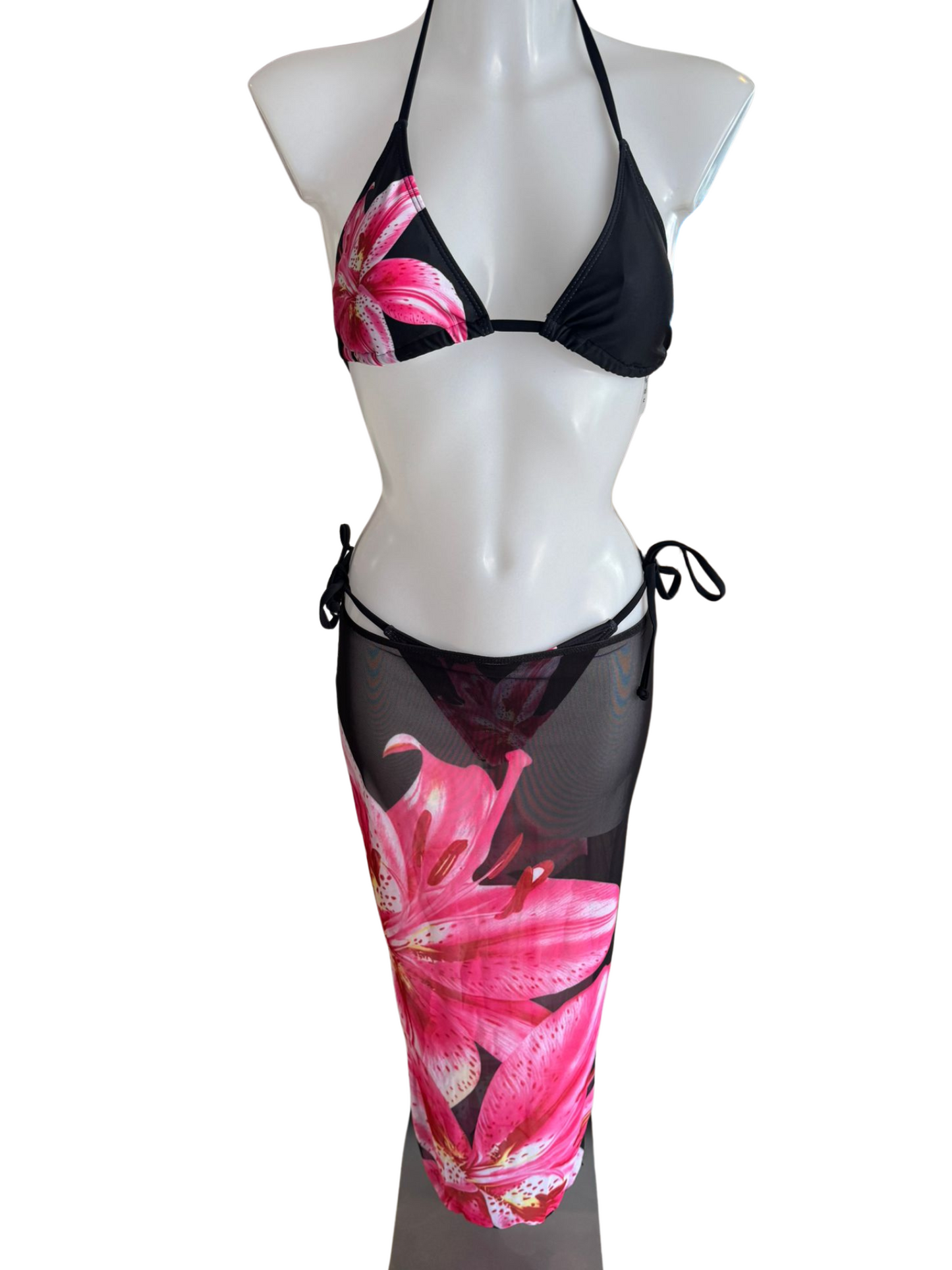 Black & Pink Floral 3 Piece
