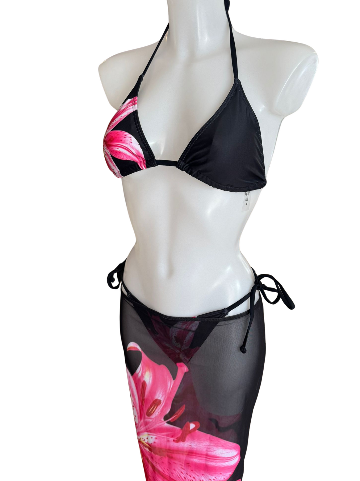 Black & Pink Floral 3 Piece
