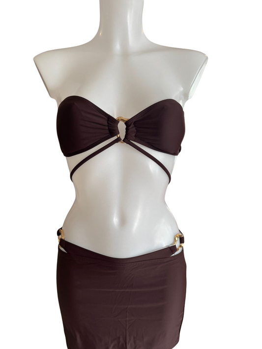 Burgundy Strapless 3 Piece Set