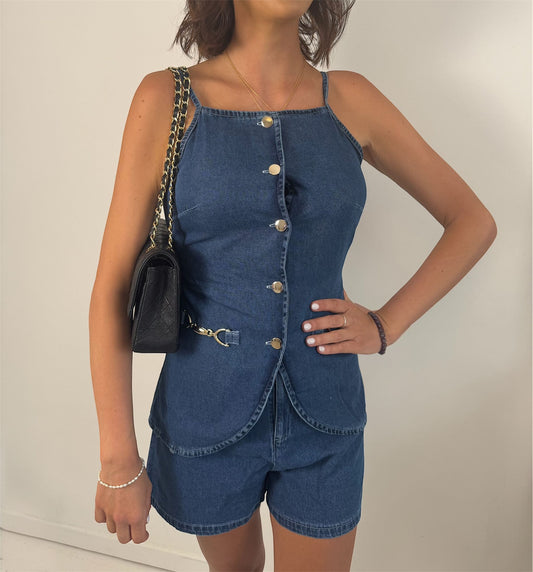 Elisa Blue Denim Shorts Co-Ord