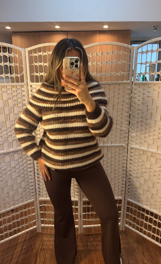 SYDNEY Chocolate Brown High Waisted Scuba Flare Trousers