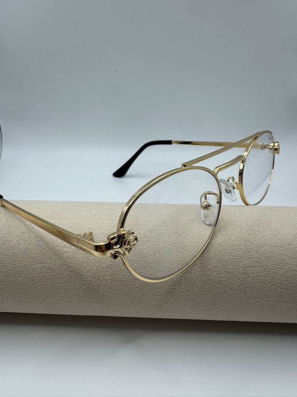 Oval Frame Gold Clear Lense Ca Sunglasses