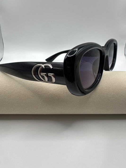 Black Frame Blue Lense Oval G Sunglasses