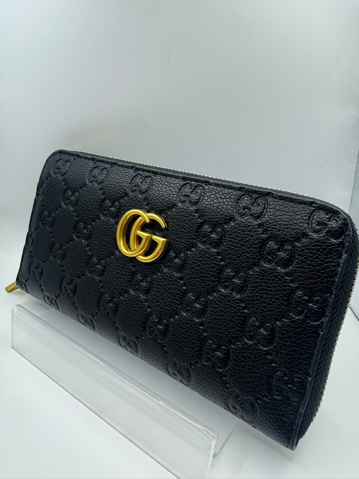 All Black Quilted Gold G Full Size Purse