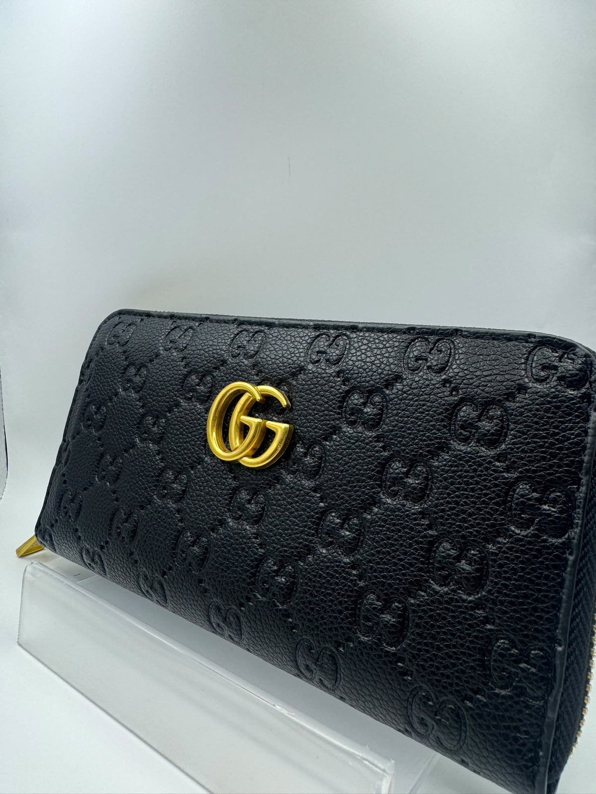 All Black Quilted Gold G Full Size Purse