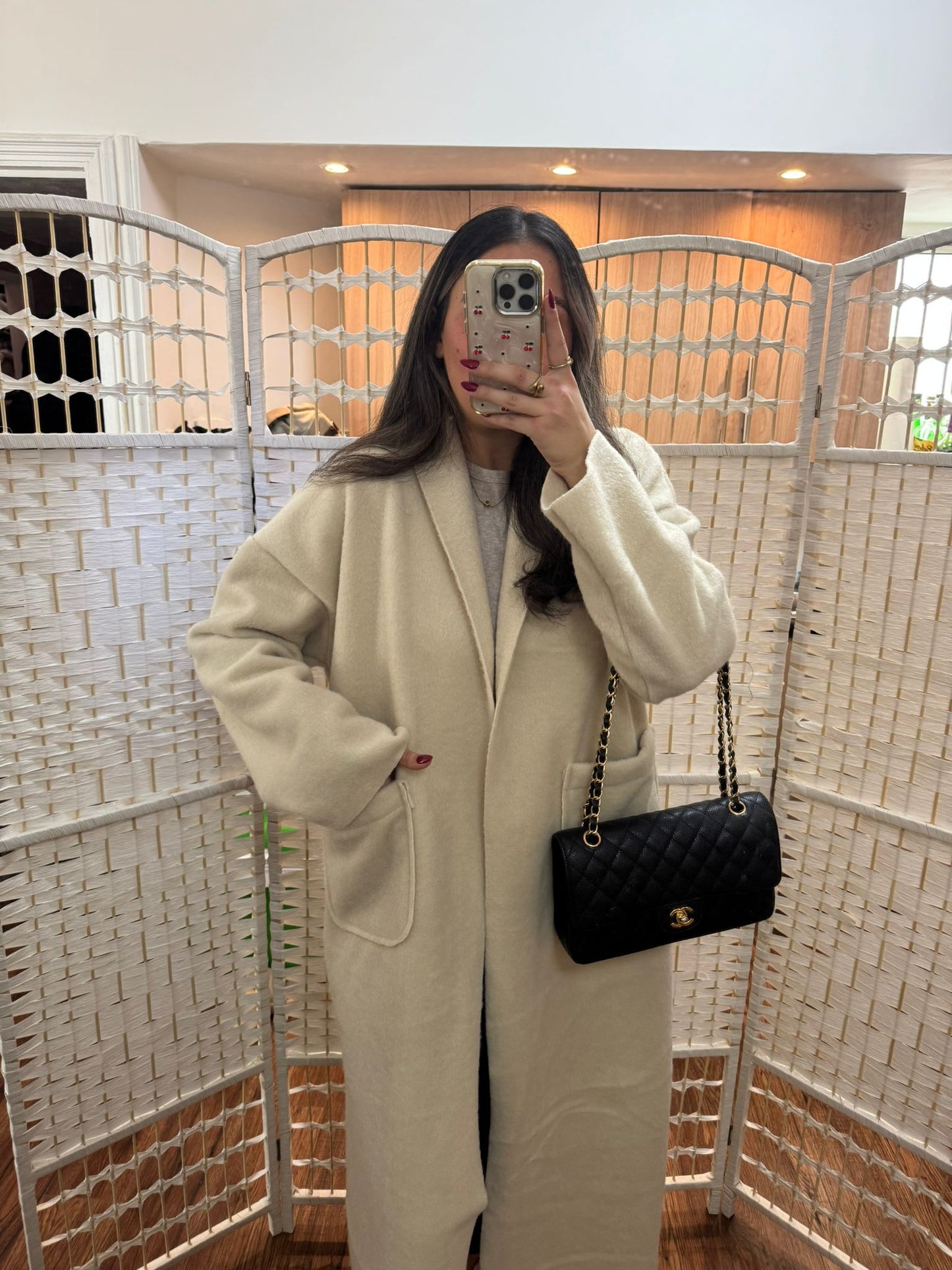 Olivia Wool Maxi Length Duster Jacket Cream