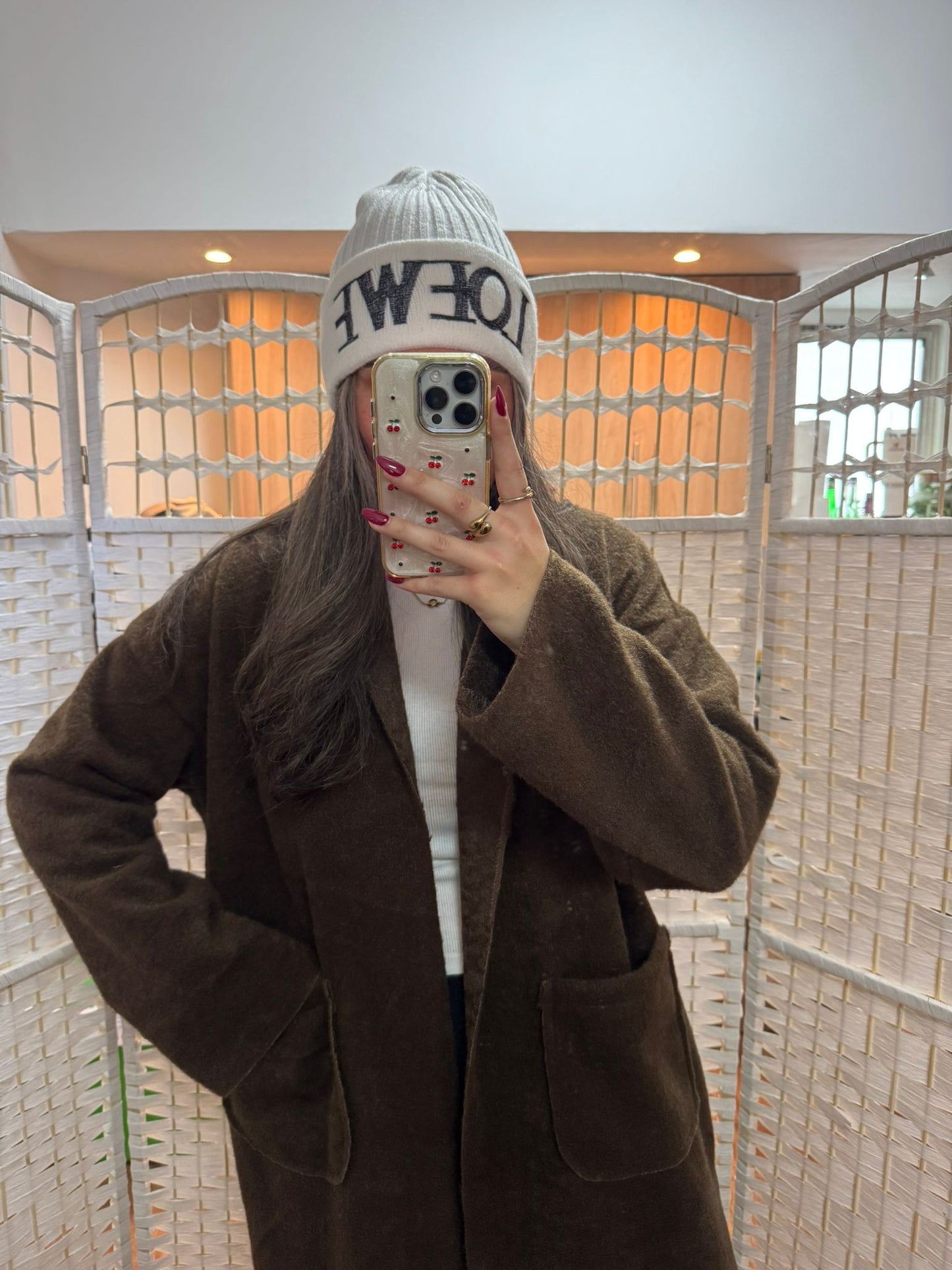 Olivia Wool Maxi Length Duster Jacket Chocolate Brown