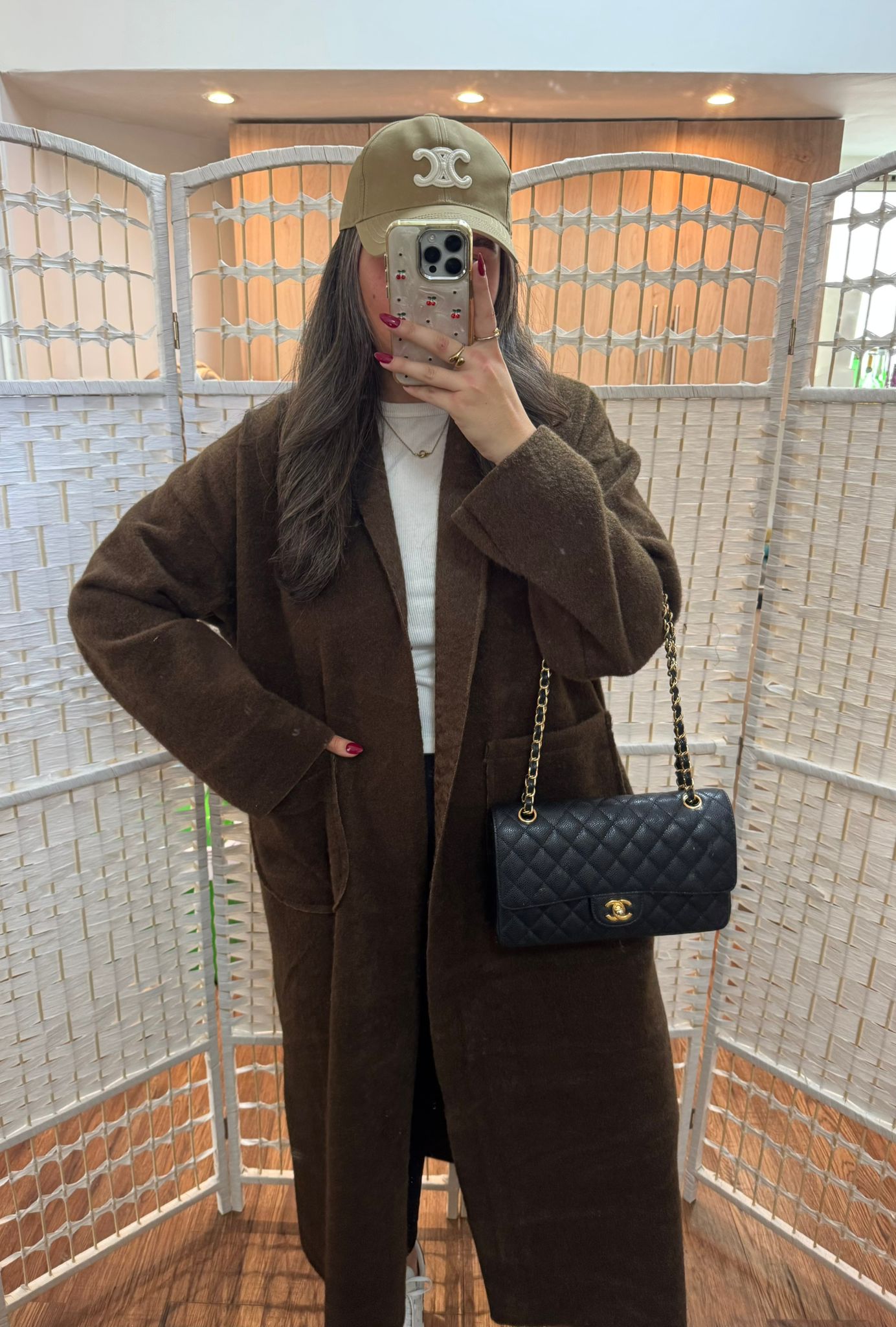 Olivia Wool Maxi Length Duster Jacket Chocolate Brown