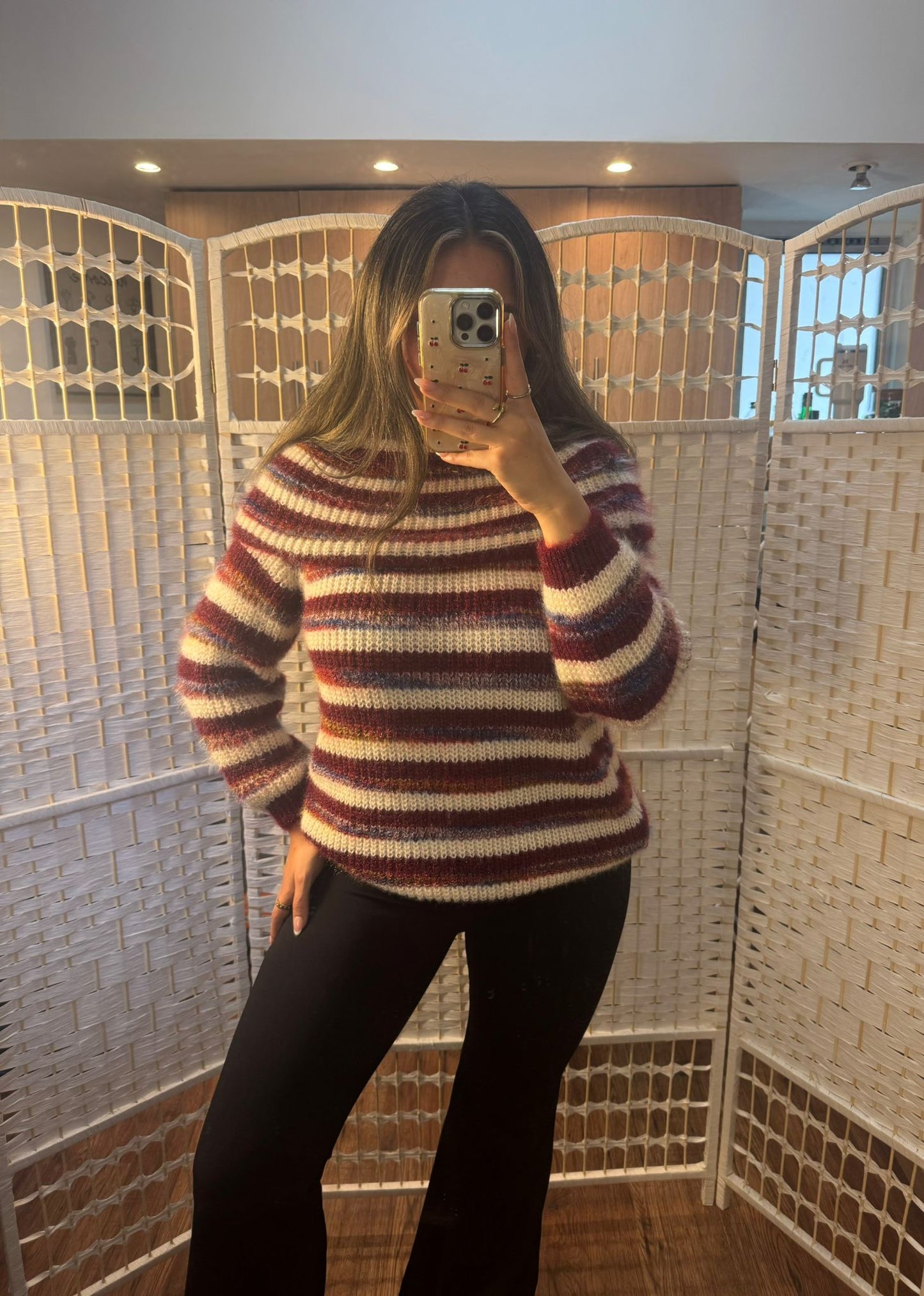 ZOEY Off The Shoulder Knit Wine Red