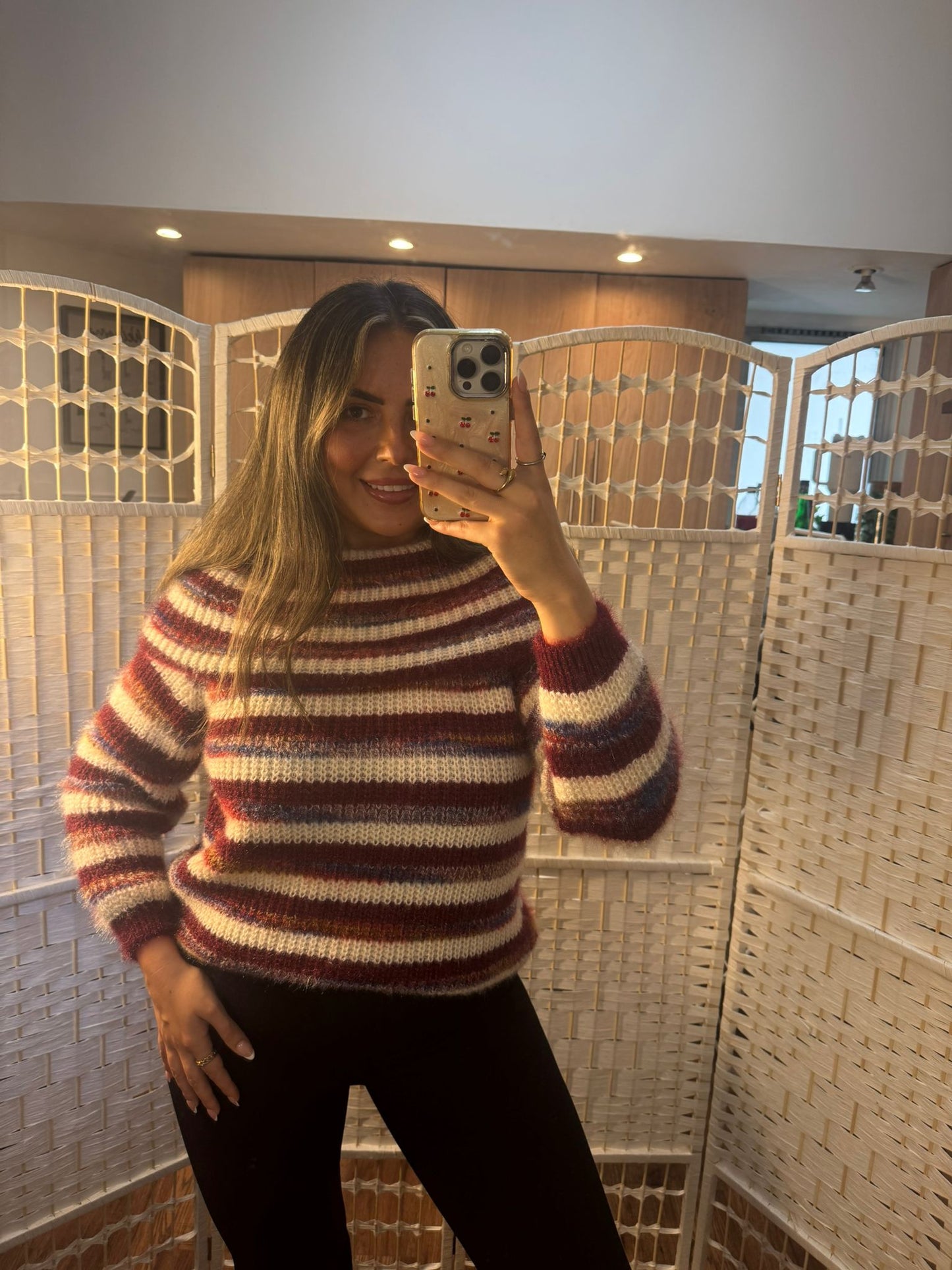 ZOEY Off The Shoulder Knit Wine Red