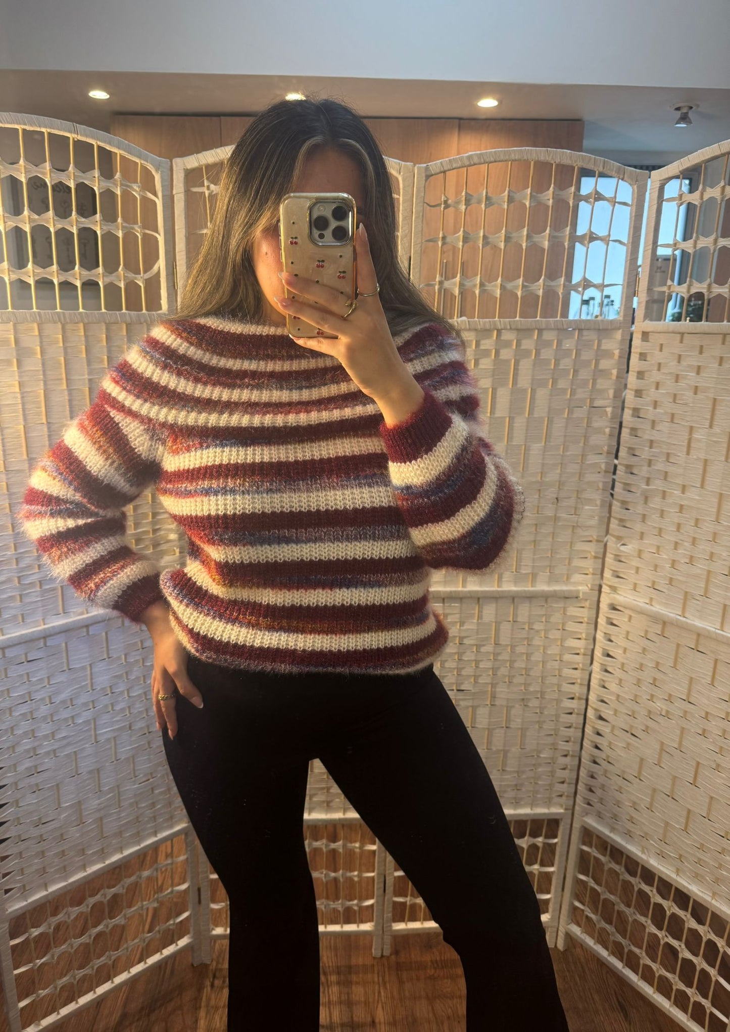 ZOEY Off The Shoulder Knit Wine Red