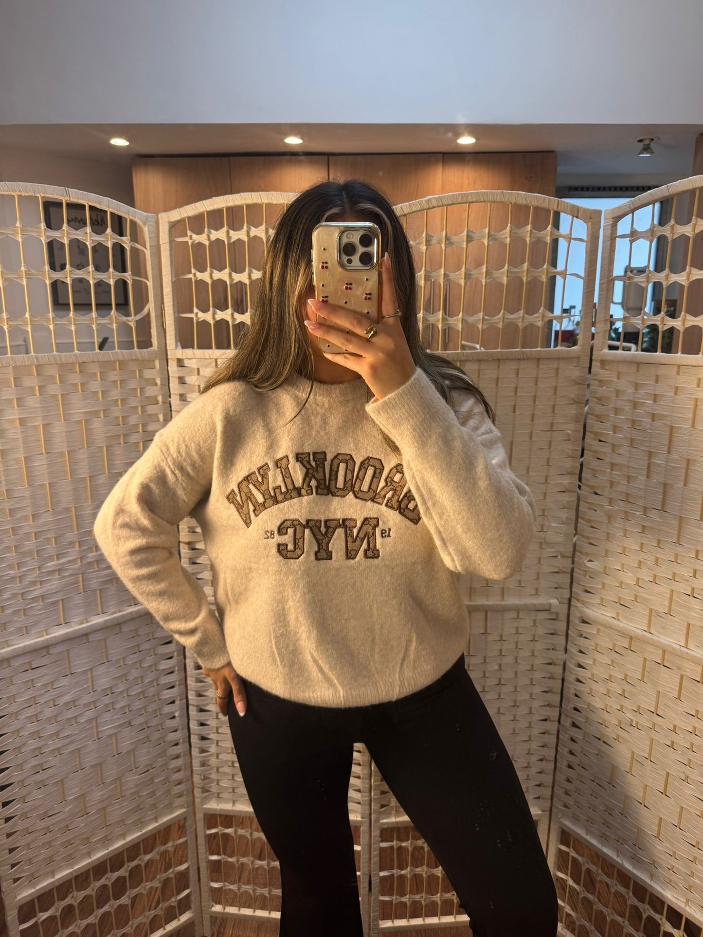 BROOKLYN Soft Knit Beige & Brown Jumper