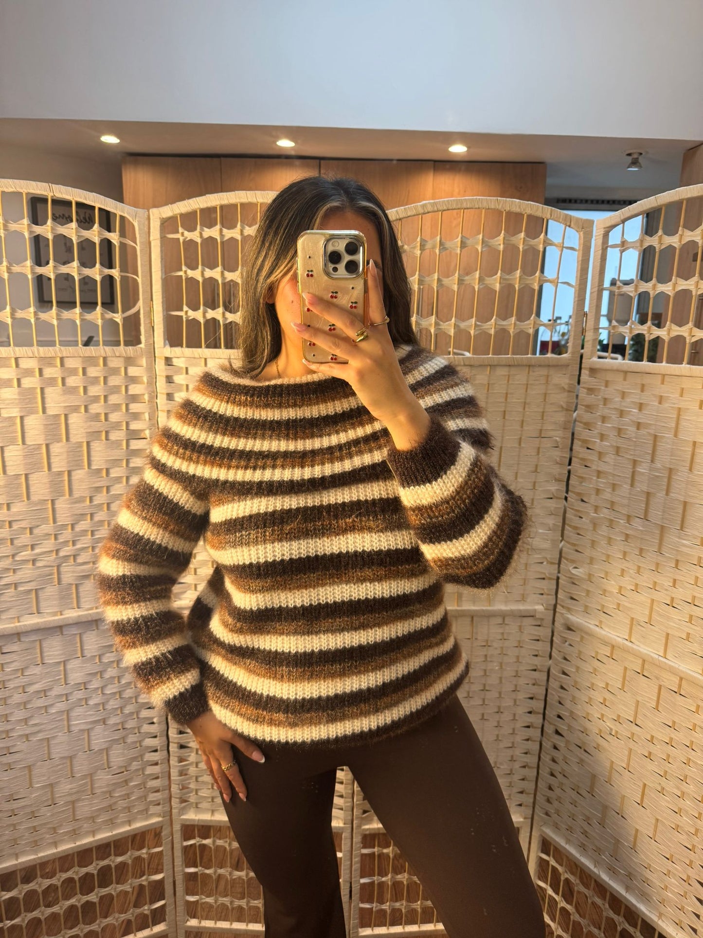 ZOEY Off The Shoulder Knit Chocolate Brown