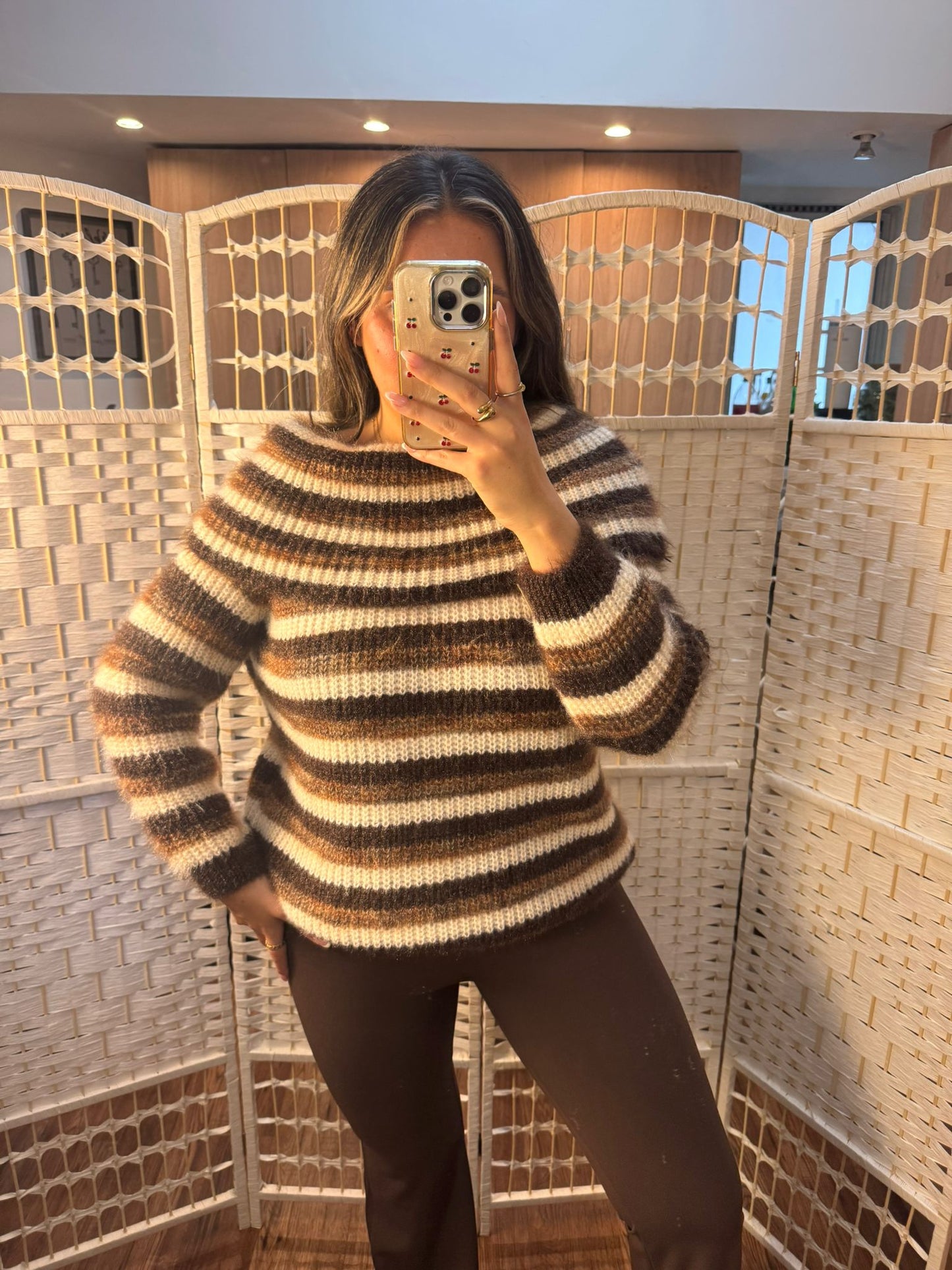 ZOEY Off The Shoulder Knit Chocolate Brown